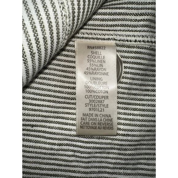 Max Studio Women’s Size Large Striped Linen Blend Blazer 3/4 Ruched Sleeves - Picture 8 of 8